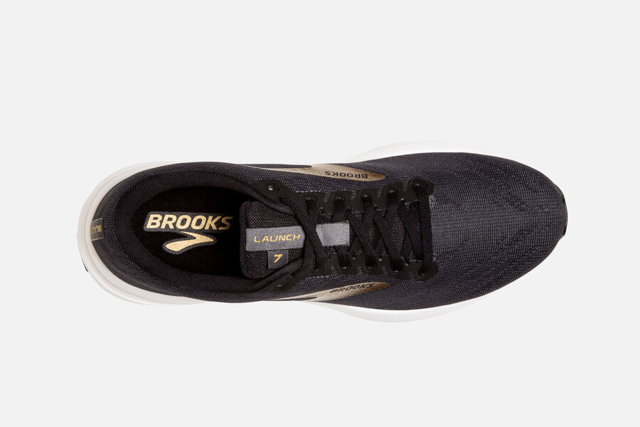 Launch 7 Road Brooks Running Shoes NZ Mens - Black/Gold - LMQKRO-439